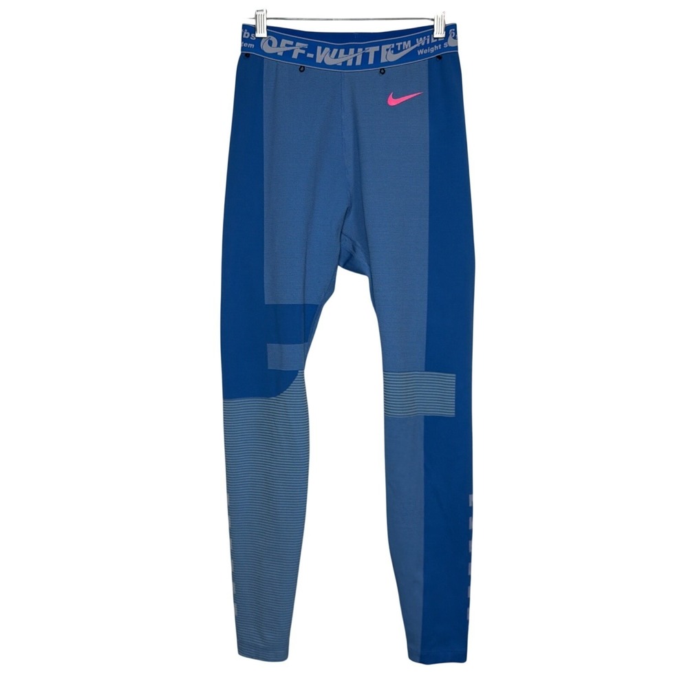 Nike Off-White Leggings Women M Blue Colorblock Keep Back BV8043-406